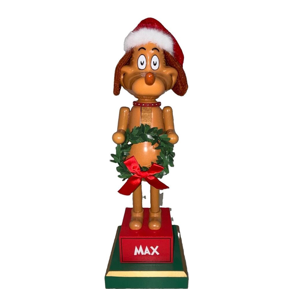 Max the Dog Grinch Nutcracker Santa Hat Wreath Holiday Decor Christmas